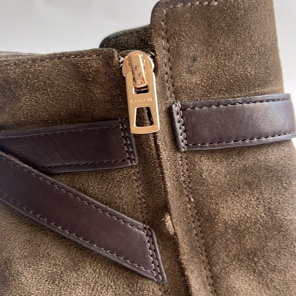 COACH- Dark Green Olive Ankle Boots with Zipper Size 7.5 - Picture 7 of 13